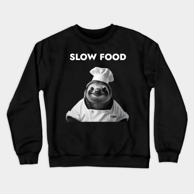 Slow Food Sloth - Funny Crewneck Sweatshirt by SloganArt